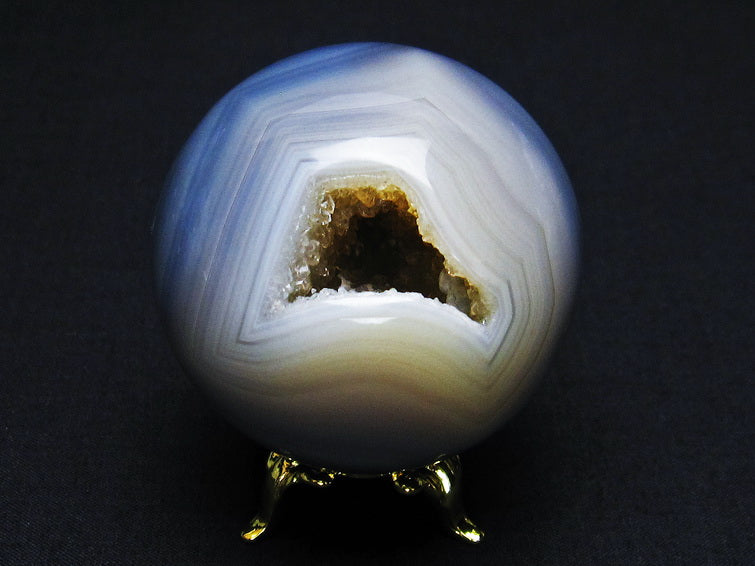 アゲート 笑口丸玉 瑪瑙 ジオード スフィア 丸玉 一点物 141-5087[sold out]