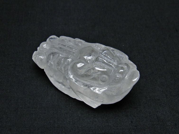 水晶 手彫り 置物 キンセン 金蟾 一点物 144-160