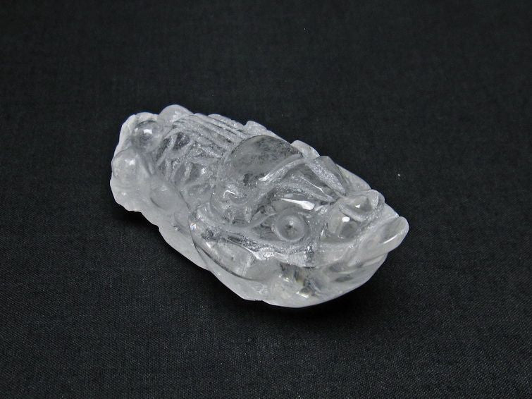 水晶 手彫り 置物 キンセン 金蟾 一点物 144-163