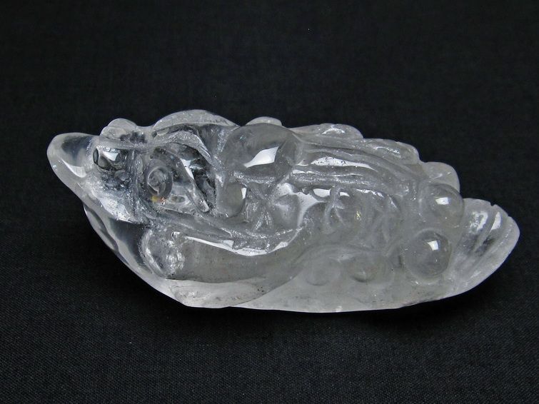 水晶 手彫り 置物 キンセン 金蟾 一点物 144-169