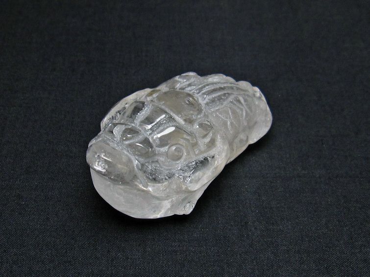 水晶 手彫り 置物 キンセン 金蟾 一点物 144-174