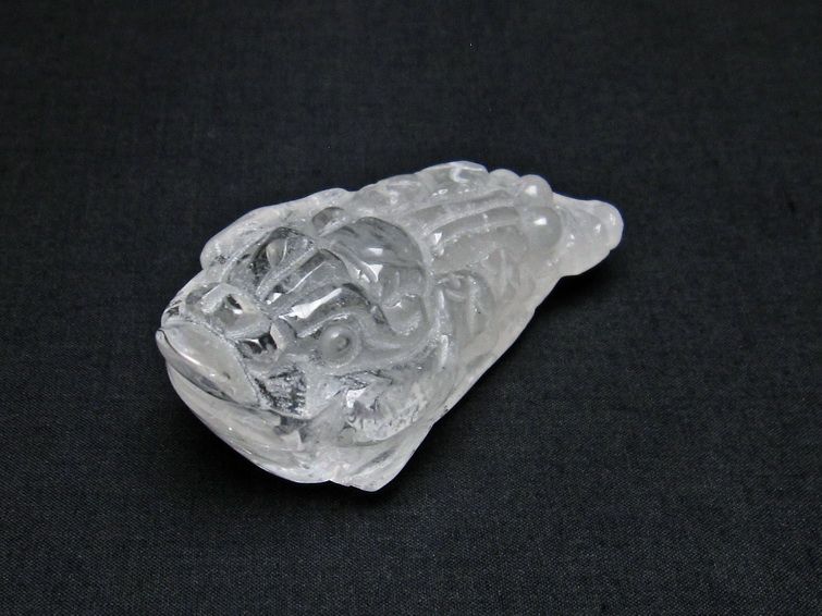 水晶 手彫り 置物 キンセン 金蟾 一点物 144-179