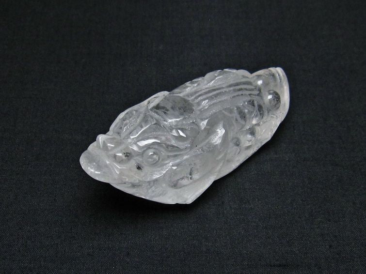 水晶 手彫り 置物 キンセン 金蟾 一点物 144-180