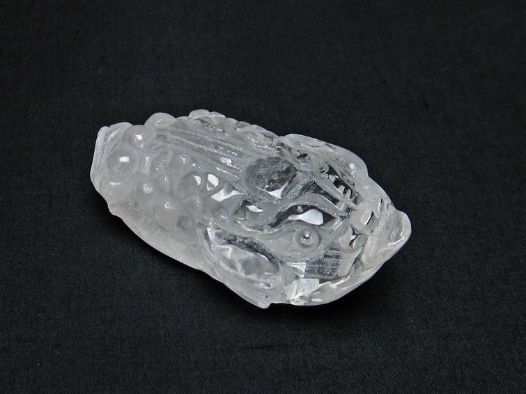 水晶 手彫り 置物 キンセン 金蟾 一点物 144-189