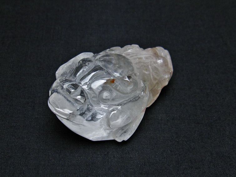 水晶 手彫り 置物 キンセン 金蟾 一点物 144-196