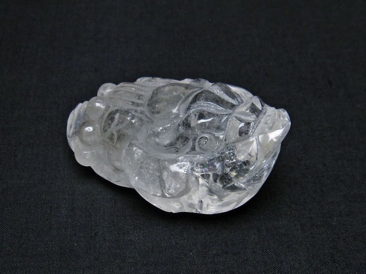 水晶 手彫り 置物 キンセン 金蟾 一点物 144-198