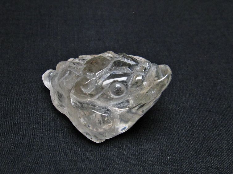 水晶 手彫り 置物 キンセン 金蟾 一点物 144-203