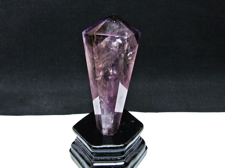 アメジスト 六角柱 アメシスト ポイント 置物 原石 虹入り 台座付属  一点物 152-2092