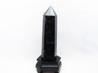 1.2Kg モリオン 六角柱 黒水晶 ポイント 置物 原石 台座付属 一点物 152-2198