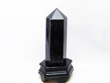 1.2Kg モリオン 六角柱 黒水晶 ポイント 置物 原石 台座付属 一点物 152-2212