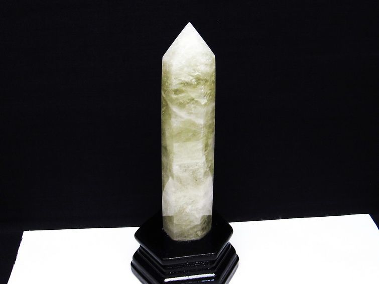 シトリンクォーツ 六角柱 シトリン ポイント 置物 原石 台座付属 一点物 152-2273