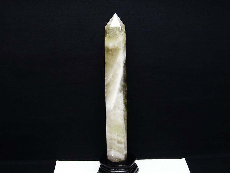 シトリンクォーツ 六角柱 シトリン ポイント 置物 原石 台座付属  一点物 152-2292