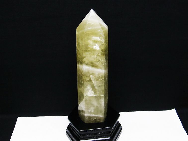 シトリンクォーツ 六角柱 シトリン ポイント 置物 原石 台座付属  一点物 152-2304