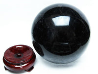 3.8Kg モリオン 丸玉 黒水晶 スフィア 140mm 原石 置物 一点物  161-741