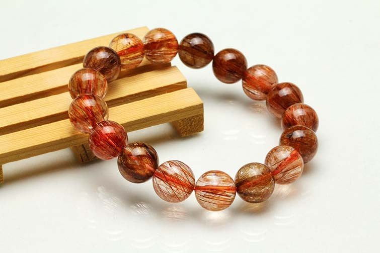 ルチルクォーツ ブレスレット キャッツアイ 12mm 一点物 111-10981