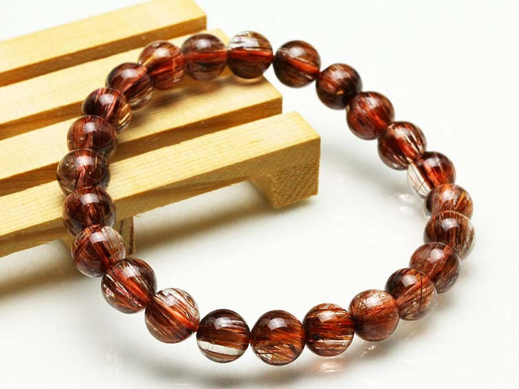 キャッツアイルチルクォーツ ブレスレット 8mm 一点物 111-10989