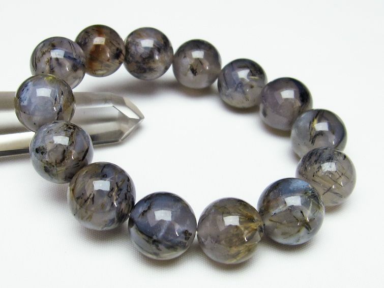 ルチルインアゲート ブレスレット 16mm 一点物 111-11153