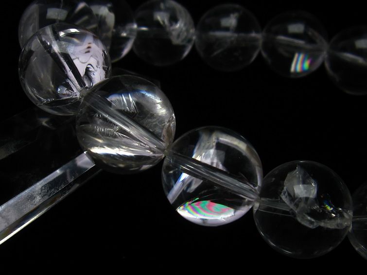 アイリスクォーツ 水晶 ブレスレット 虹入り 16mm 一点物 111-11238