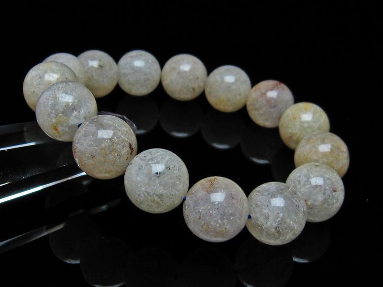 ホワイトガーデンファントムクォーツ ブレスレット 14mm 一点物 メール便可 [M便 1/10] 111-16628