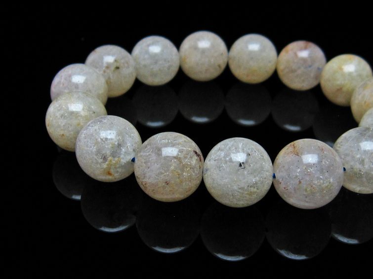 ホワイトガーデンファントムクォーツ ブレスレット 14mm 一点物 メール便可 [M便 1/10] 111-16628