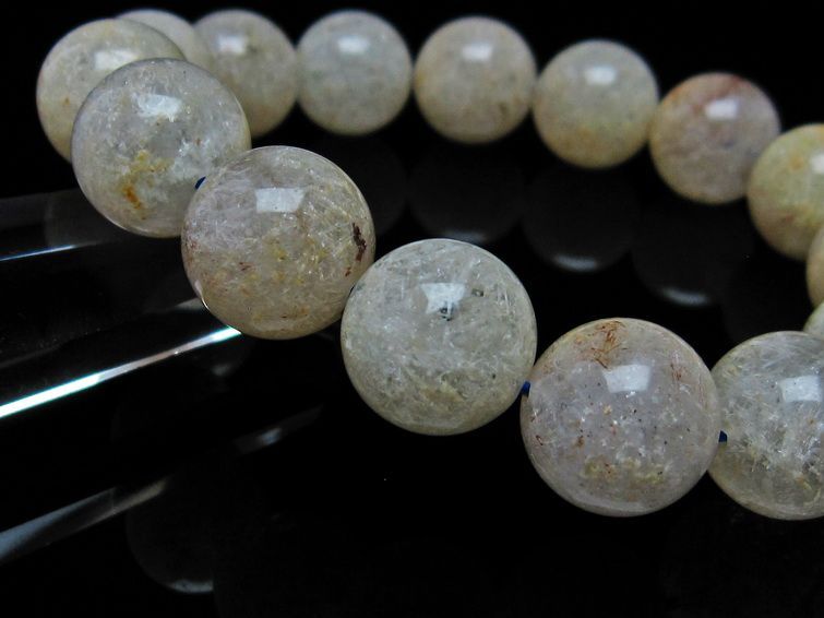 ホワイトガーデンファントムクォーツ ブレスレット 14mm 一点物 メール便可 [M便 1/10] 111-16628