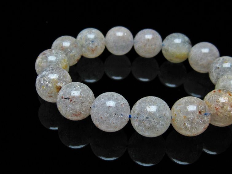 ホワイトガーデンファントムクォーツ ブレスレット 15mm 一点物 メール便可 [M便 1/10] 111-16630