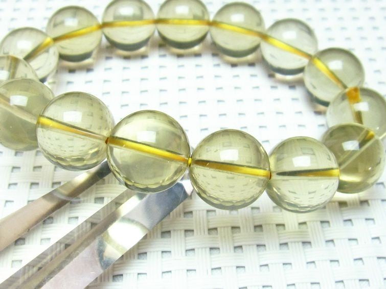ミルキークォーツ イエロー ブレスレット 14mm 一点物 111-1710