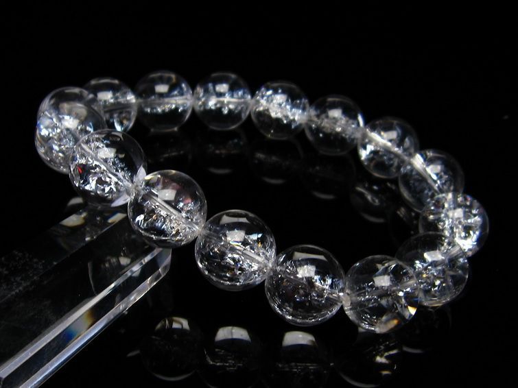 水晶 ブレスレット 虹入り ブレス アイリスクォーツ 14mm 一点物 メール便可 [M便 1/10] 111-17185