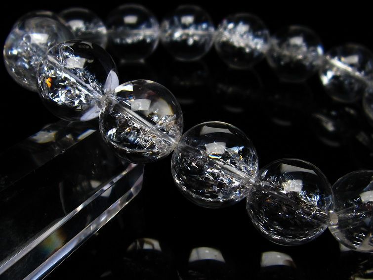 水晶 ブレスレット 虹入り ブレス アイリスクォーツ 14mm 一点物 メール便可 [M便 1/10] 111-17185