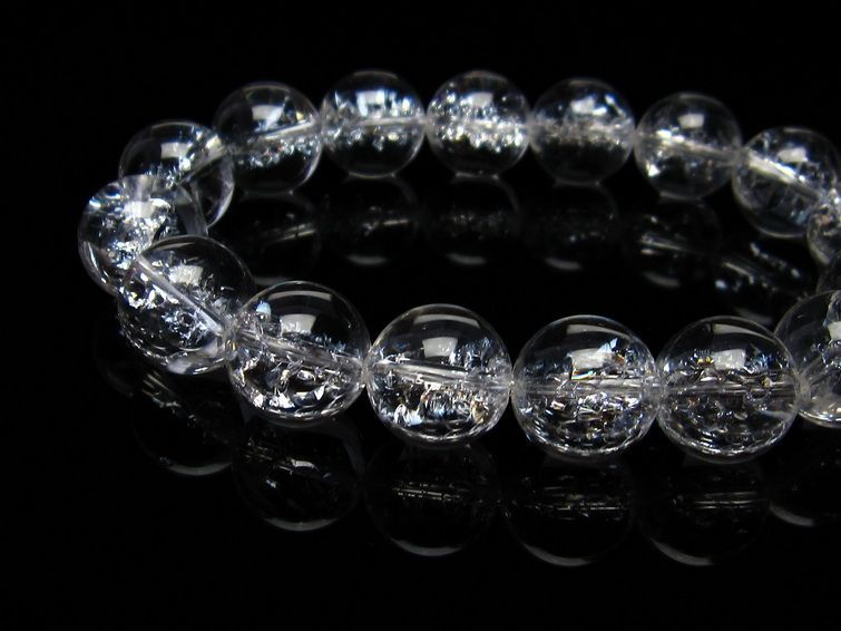 水晶 ブレスレット 虹入り ブレス アイリスクォーツ 14mm 一点物 メール便可 [M便 1/10] 111-17185