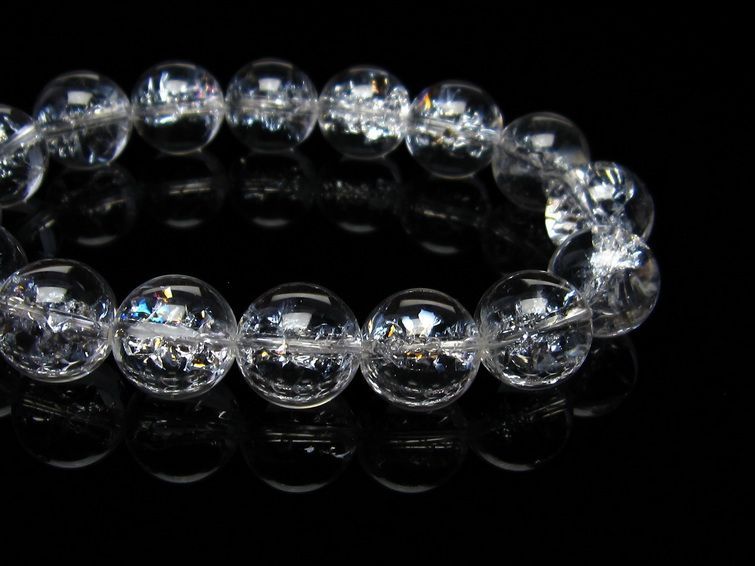 水晶 ブレスレット 虹入り ブレス アイリスクォーツ 14mm 一点物 メール便可 [M便 1/10] 111-17186