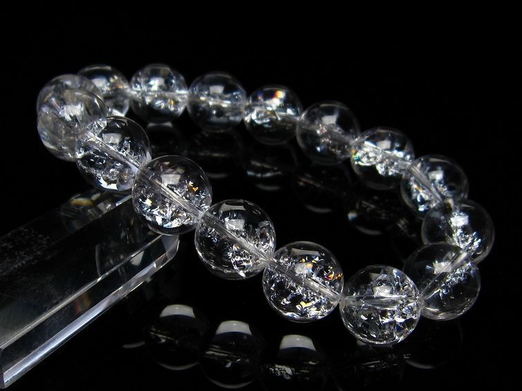 水晶 ブレスレット 虹入り ブレス アイリスクォーツ 14mm 一点物 メール便可 [M便 1/10] 111-17187