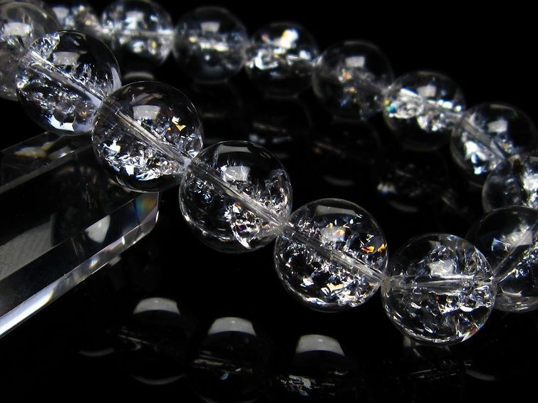水晶 ブレスレット 虹入り ブレス アイリスクォーツ 14mm 一点物 メール便可 [M便 1/10] 111-17187