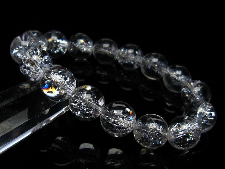 水晶 ブレスレット 虹入り ブレス アイリスクォーツ 14mm 一点物 メール便可 [M便 1/10] 111-17188