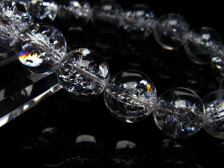 水晶 ブレスレット 虹入り ブレス アイリスクォーツ 14mm 一点物 メール便可 [M便 1/10] 111-17188