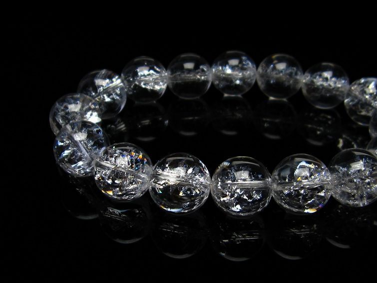 水晶 ブレスレット 虹入り ブレス アイリスクォーツ 14mm 一点物 メール便可 [M便 1/10] 111-17188