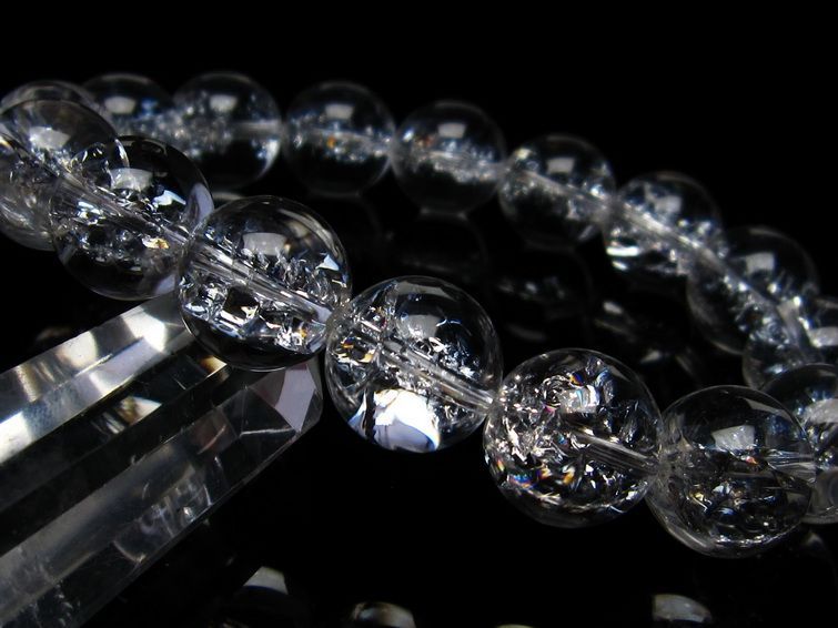水晶 ブレスレット 虹入り ブレス アイリスクォーツ 14mm 一点物 メール便可 [M便 1/10] 111-17191