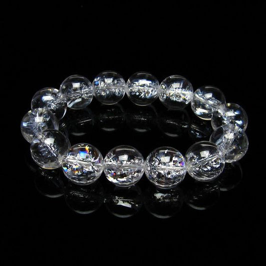 水晶 ブレスレット 虹入り ブレス アイリスクォーツ 16mm 一点物 111-17192