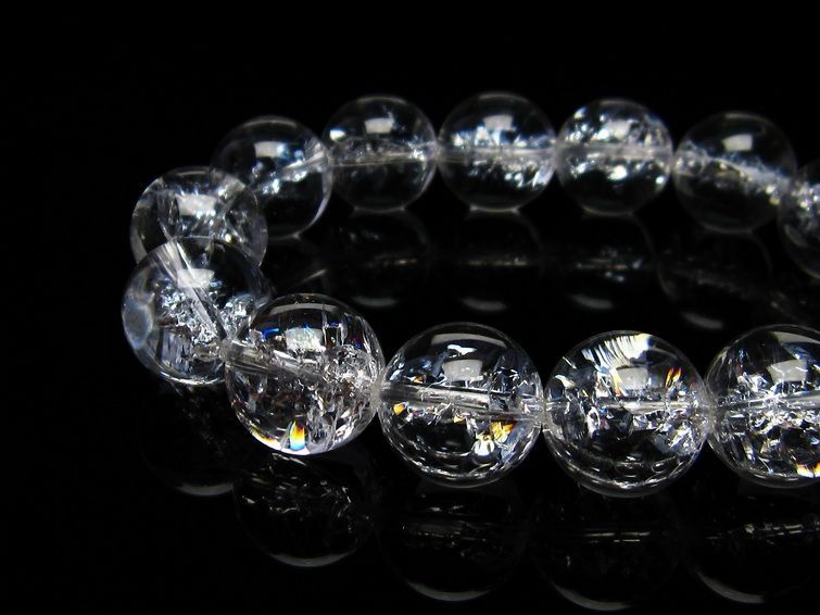 水晶 ブレスレット 虹入り ブレス アイリスクォーツ 16mm 一点物 111-17195