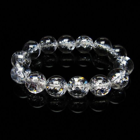 水晶 ブレスレット 虹入り ブレス アイリスクォーツ 16mm 一点物 111-17195
