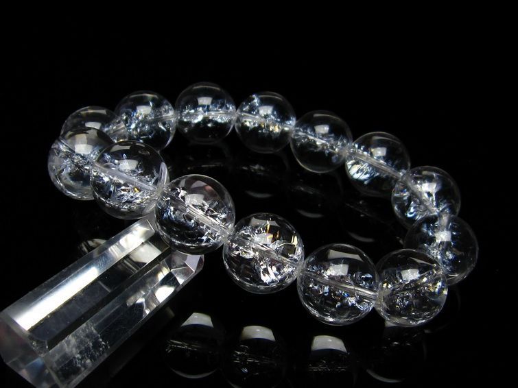 水晶 ブレスレット 虹入り ブレス アイリスクォーツ 16mm 一点物 111-17196