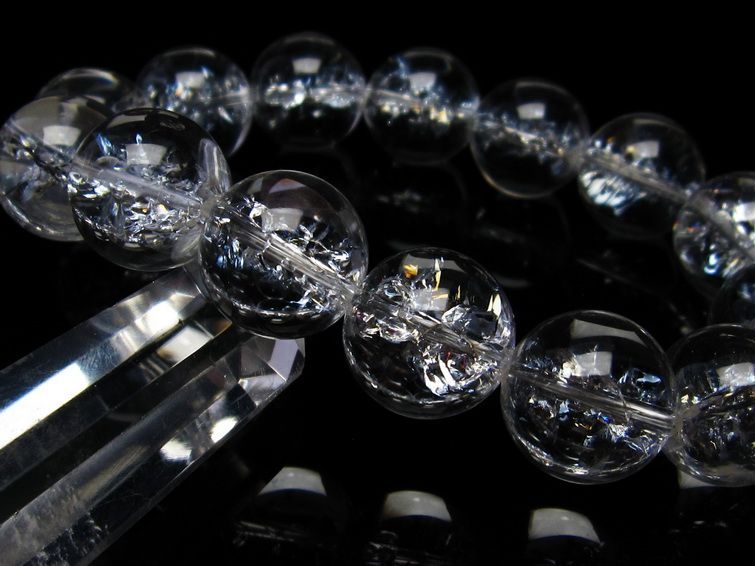 水晶 ブレスレット 虹入り ブレス アイリスクォーツ 16mm 一点物 111-17196