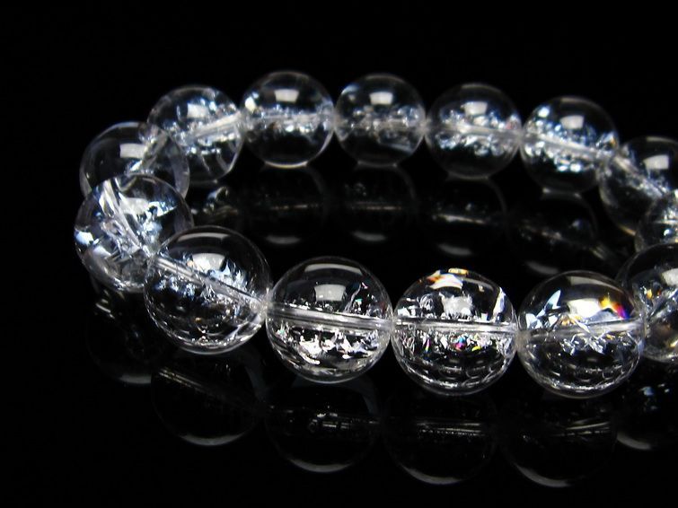 水晶 ブレスレット 虹入り ブレス アイリスクォーツ 16mm 一点物 111-17199