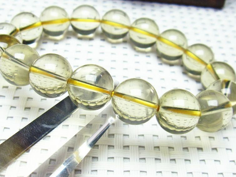 ミルキークォーツ イエロー ブレスレット 12mm 一点物 メール便可 [M便 1/10] 111-1719
