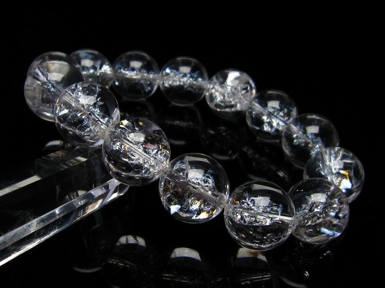 水晶 ブレスレット 虹入り ブレス アイリスクォーツ 16mm 一点物 111-17202