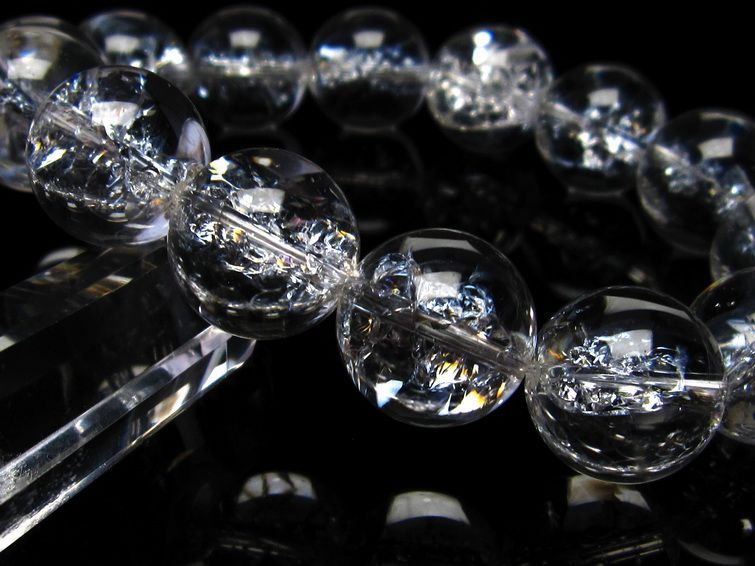 水晶 ブレスレット 虹入り ブレス アイリスクォーツ 16mm 一点物 111-17202