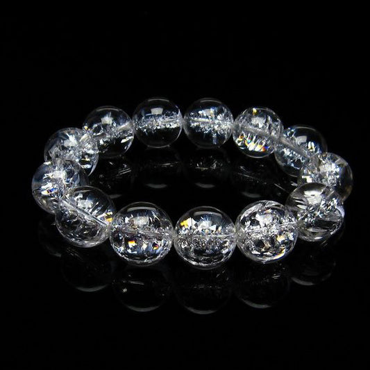 水晶 ブレスレット 虹入り ブレス アイリスクォーツ 18mm 一点物 111-17203