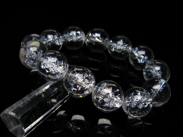 水晶 ブレスレット 虹入り ブレス アイリスクォーツ 18mm 一点物 111-17204