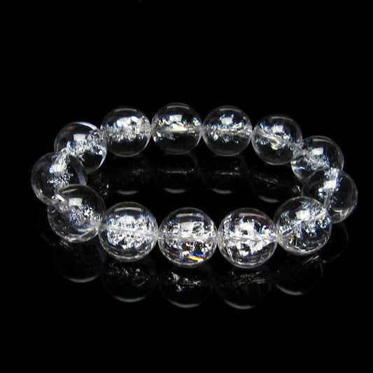 水晶 ブレスレット 虹入り ブレス アイリスクォーツ 18mm 一点物 111-17204