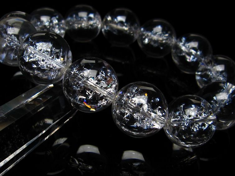 水晶 ブレスレット 虹入り ブレス アイリスクォーツ 18mm 一点物 111-17204